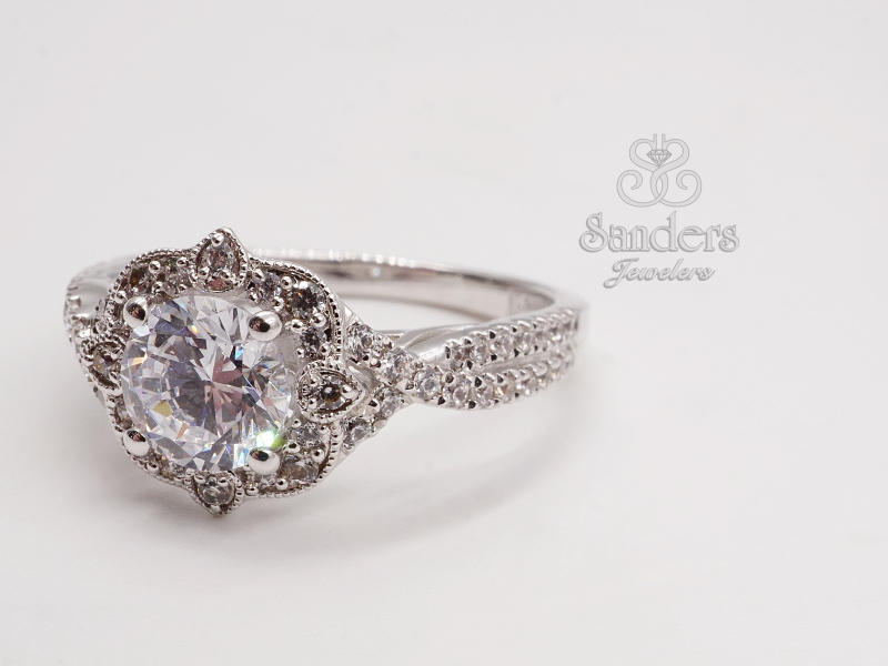 floral halo diamond ring